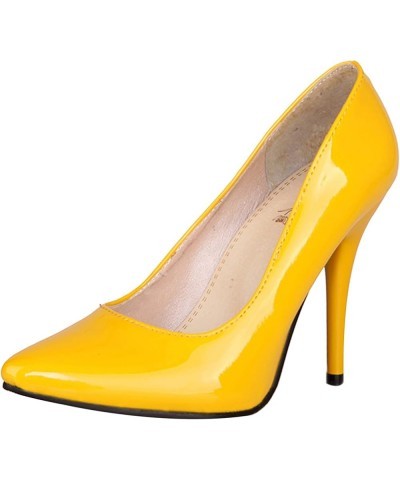 Patent Pointed Toe Stiletto Heels Womens Dress Shoes Yellow $29.08 Pumps