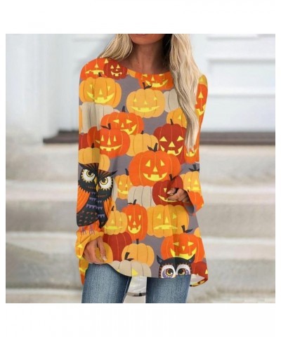 Tops for Women 2023 Round Neck Long Sleeve Outfits Fall and Winter Halloween Print Pullover Tops Dressy Sweatshirt 3-yellow $...