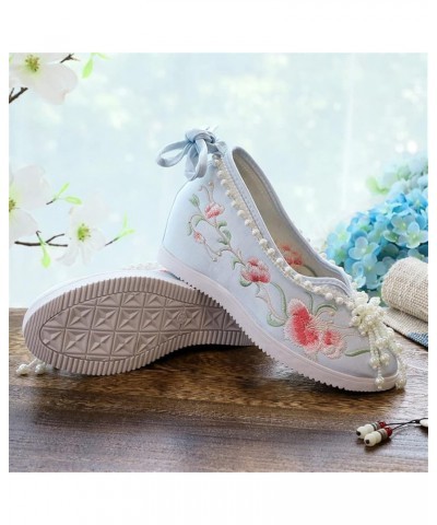 Floral Embroidery Wedge Shoes Pearls Tassels Chinese Wedding Cheongsam Hanfu Oriental Ancient Women Round Toe 37 Blue $25.56 ...