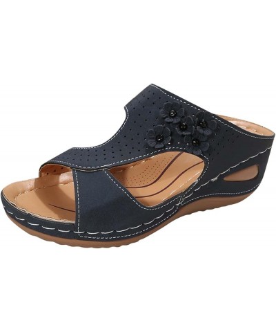 Sandals Women Platform Espadrille Sandals Block Heels Chunky Open Toe Strappy Beach Slipper Sandals 133-zoxro-darkblue2 $20.1...