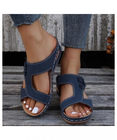 Sandals Women Platform Espadrille Sandals Block Heels Chunky Open Toe Strappy Beach Slipper Sandals 133-zoxro-darkblue2 $20.1...