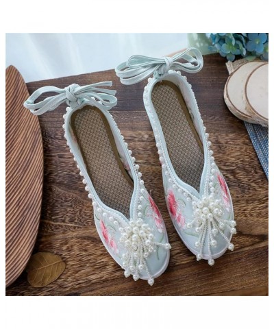 Floral Embroidery Wedge Shoes Pearls Tassels Chinese Wedding Cheongsam Hanfu Oriental Ancient Women Round Toe 37 Blue $25.56 ...