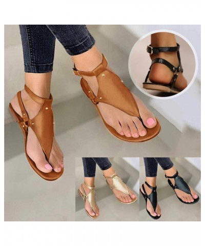 Womens Sandals Comfortable, Summer Sandals for Women Casual Summer Open Toe Flip Flops Sandals with Buckle Strap Brown $10.92...