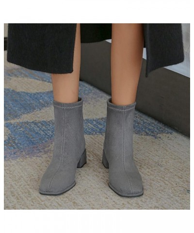 Ankle Boots Chunky Heel Cowboy Boots Boots for Women Knee High Sexy Fashion Bow Snow Boots Grey-1 $19.11 Boots