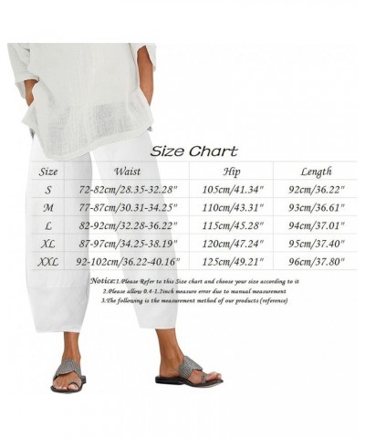 Womens Daily Casual Solid Color Side Hip Pockets Elastic Waist Pants Long Trousers White - 2024 Independence Day $9.17 Sandals