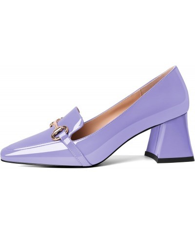 Low Heels for Women Block Chunky Heels Slip On Toe Pumps Loafers 2.5" Closed Toe Slanted Heels Shoes Patent Light Purple $31....