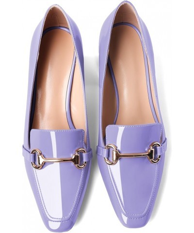 Low Heels for Women Block Chunky Heels Slip On Toe Pumps Loafers 2.5" Closed Toe Slanted Heels Shoes Patent Light Purple $31....