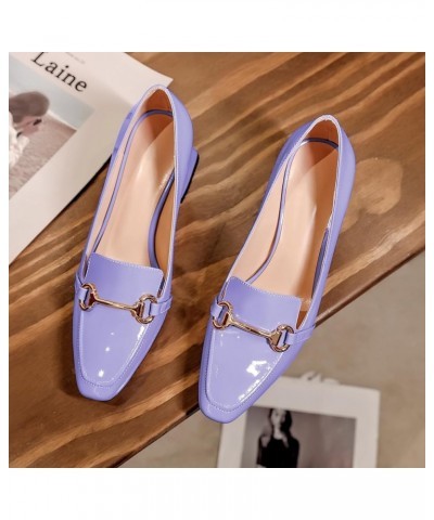 Low Heels for Women Block Chunky Heels Slip On Toe Pumps Loafers 2.5" Closed Toe Slanted Heels Shoes Patent Light Purple $31....