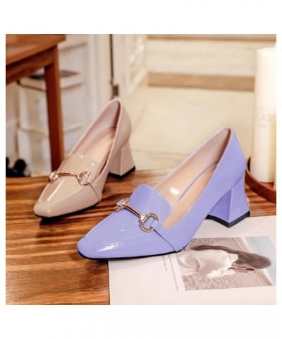 Low Heels for Women Block Chunky Heels Slip On Toe Pumps Loafers 2.5" Closed Toe Slanted Heels Shoes Patent Light Purple $31....