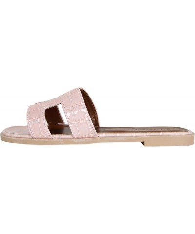 Womens Sandals Dressy Flat Sandals for Women Summer Leather Slide Sandals Comfortable Mules for Women Pink-marble Texture $21...