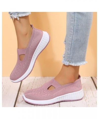 Slip Ons Wide Flats for Women Bow-Knot Slip Ons Ballet Flats for Women Z 05-pink $15.56 Mules & Clogs