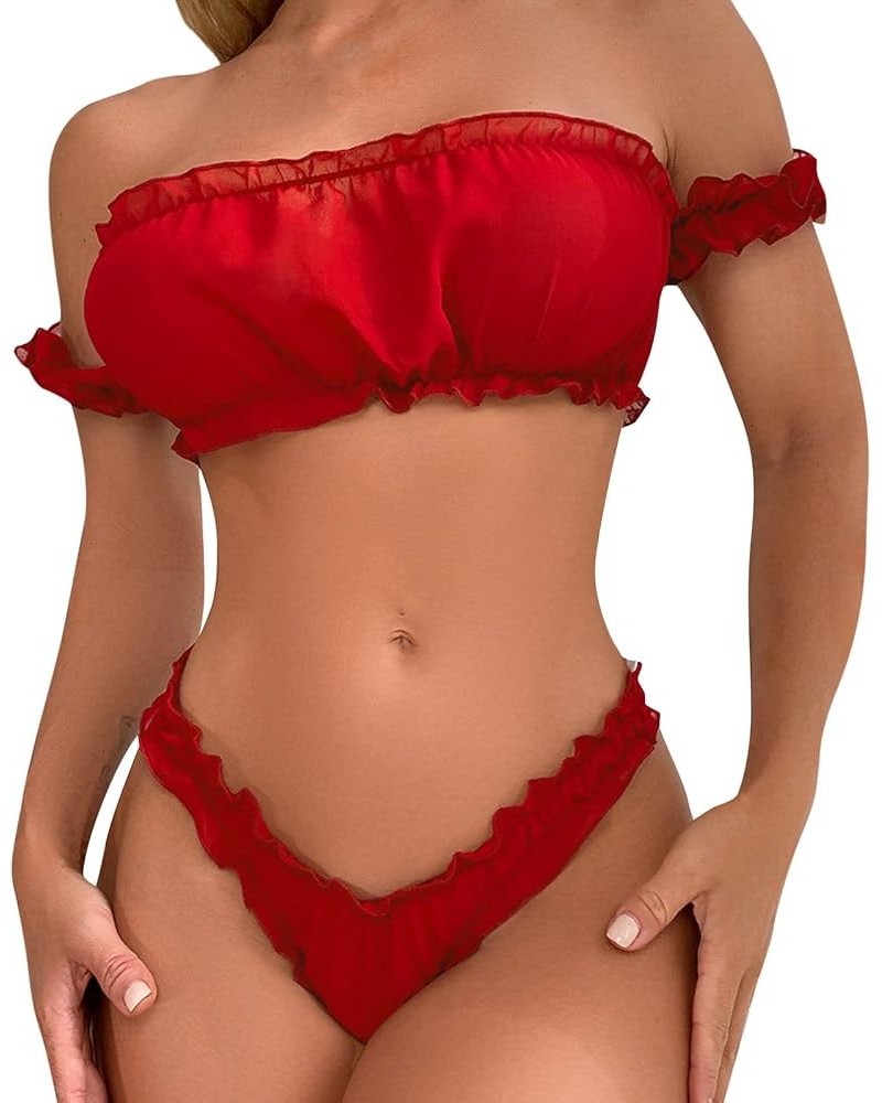 Sexy Female Pajamas Easy Lace Cami And Shorts Two Piece Satin Lingerie Woman Lingerie Sexy Red $10.93 Athletic Shoes