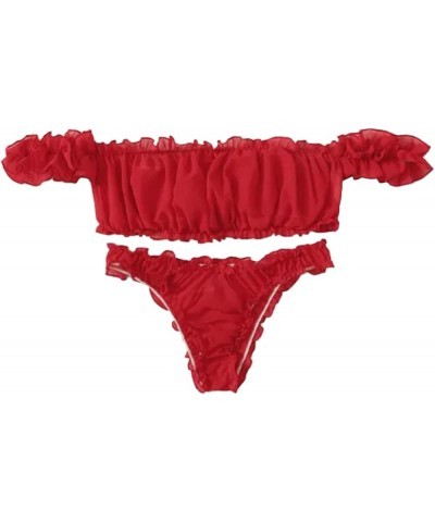 Sexy Female Pajamas Easy Lace Cami And Shorts Two Piece Satin Lingerie Woman Lingerie Sexy Red $10.93 Athletic Shoes