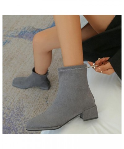 Ankle Boots Chunky Heel Cowboy Boots Boots for Women Knee High Sexy Fashion Bow Snow Boots Grey-1 $19.11 Boots