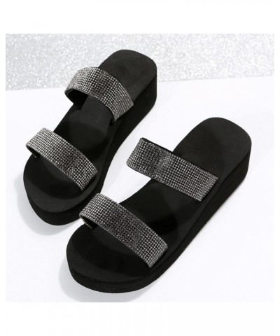 Women Leather Flip Flops Womens Slippers With Arch Support Sandals Women Slides For Boys Wedge Flip Flops For Women Sa E-blac...