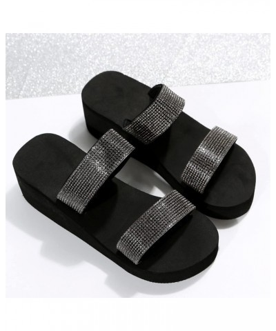 Women Leather Flip Flops Womens Slippers With Arch Support Sandals Women Slides For Boys Wedge Flip Flops For Women Sa E-blac...