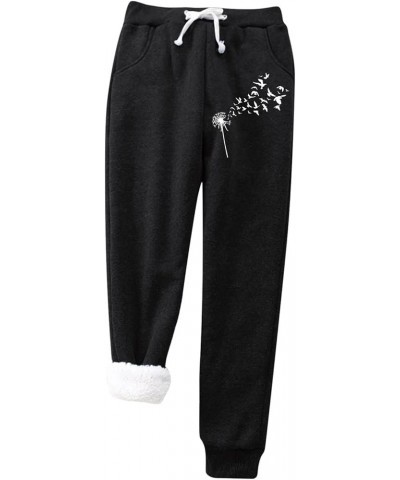 Women Plus Warm Dandelion Print Velvet with Pockets Keep Warm Trousers Pants High Waist Stretchy Fleece Lined Af $13.85 Outdo...