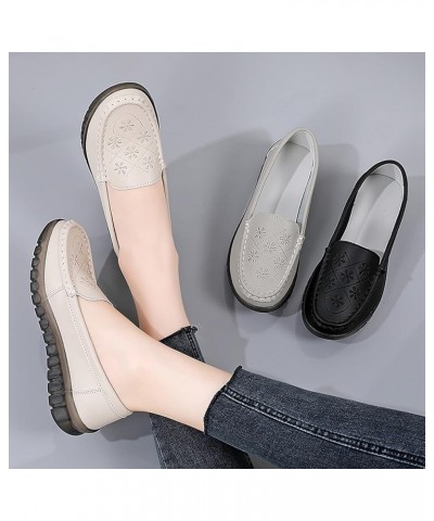 Women Comfort Walking Flat Loafer Slip On Leather Loafer Comfortable Flat Shoes Outdoor Driving Shoes Crock Thongs Black $15....