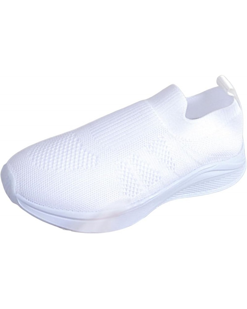 Womens Arch Support Sneakers Knit Mesh Casual Shoes Unisex Fashion Breathable Slip on Flats Casual Sneakers for Women White $...