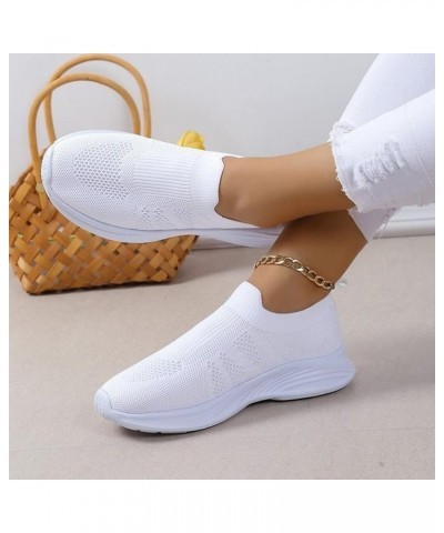 Womens Arch Support Sneakers Knit Mesh Casual Shoes Unisex Fashion Breathable Slip on Flats Casual Sneakers for Women White $...