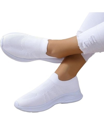 Womens Arch Support Sneakers Knit Mesh Casual Shoes Unisex Fashion Breathable Slip on Flats Casual Sneakers for Women White $...