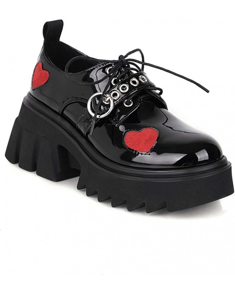 Women's Platform Mary Janes Closed Toe Buckle Strap Chunky Heel Goth Lolita Shoes A Black $35.24 Pumps