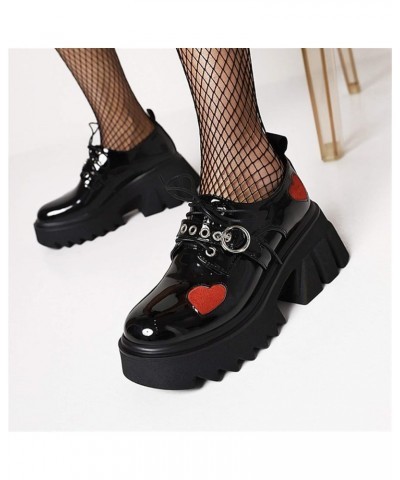 Women's Platform Mary Janes Closed Toe Buckle Strap Chunky Heel Goth Lolita Shoes A Black $35.24 Pumps