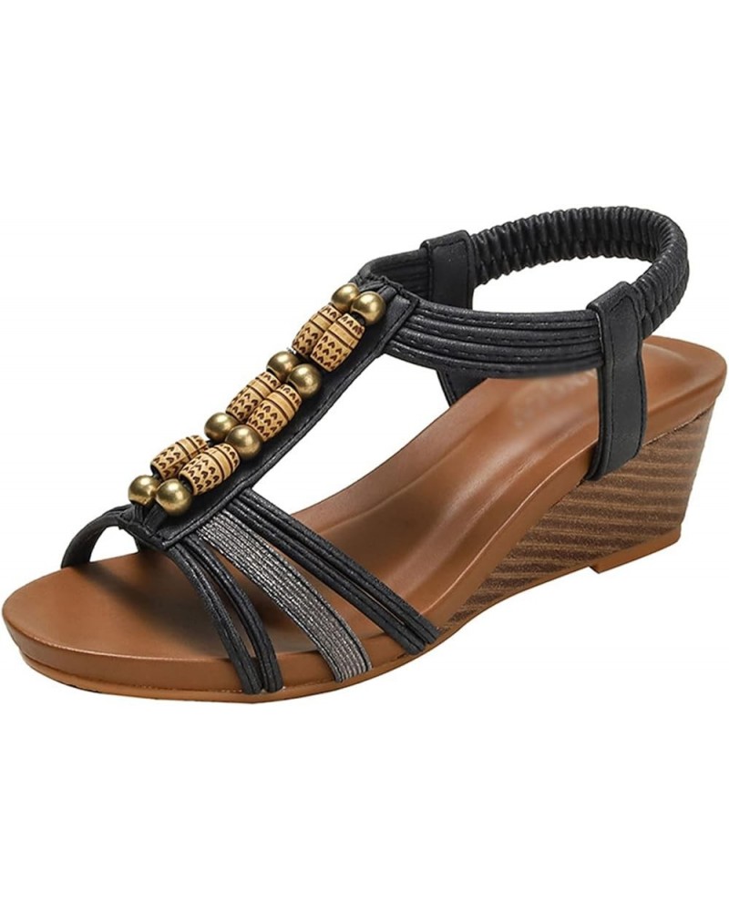 Women Casual Summe Sandals Slope heeled sandals Women's summer mid heeled beach casual shoes Open Toe Sandals A $25.49 Sandals