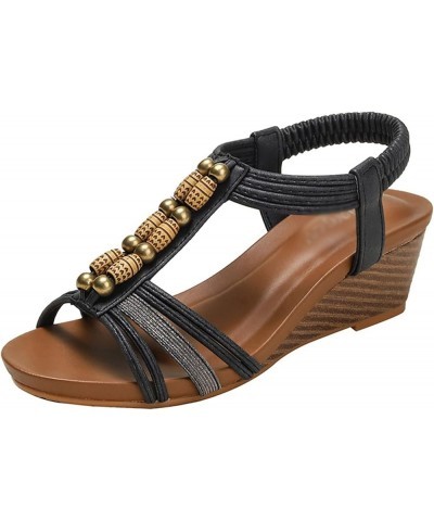 Women Casual Summe Sandals Slope heeled sandals Women's summer mid heeled beach casual shoes Open Toe Sandals A $25.49 Sandals