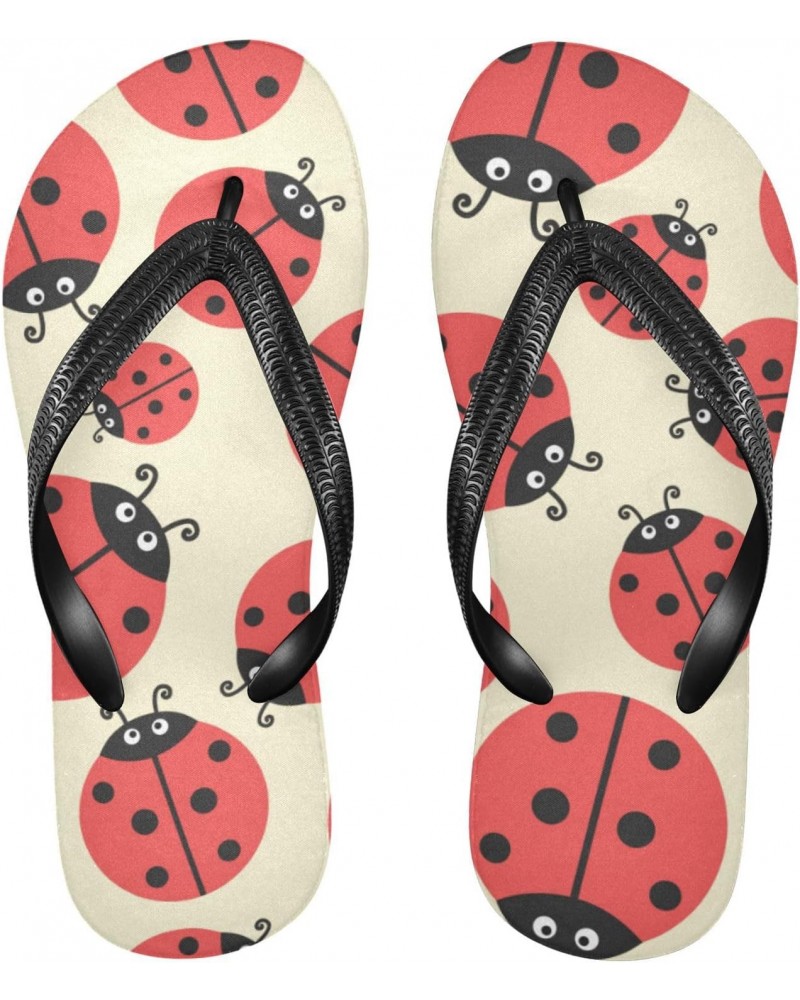 Cartoon Ladybug Flip Flop Sandal Men's and Women's Summer Sandal | Beach & Water Shoes（679） $12.25 Sandals