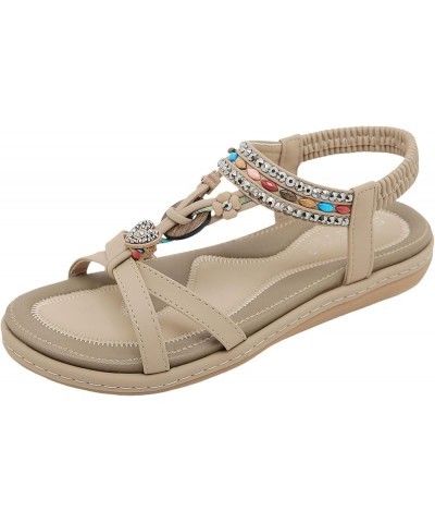 Sandals Women Dressy, Summer Sandals for Women Dressy Open Toe Sandals Low Wedge Bohemian Sandals with Elastic Strap Beige $2...