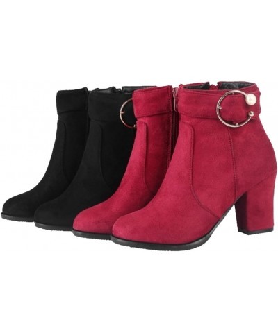 Women Ankle Casual Booties Red $22.95 Boots