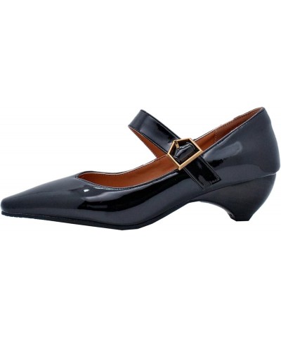 Vintage Women's Pumps with Pointed Toe and Cone Heels Black $29.32 Pumps