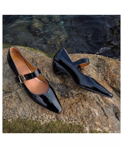 Vintage Women's Pumps with Pointed Toe and Cone Heels Black $29.32 Pumps