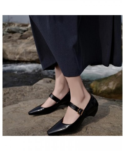 Vintage Women's Pumps with Pointed Toe and Cone Heels Black $29.32 Pumps