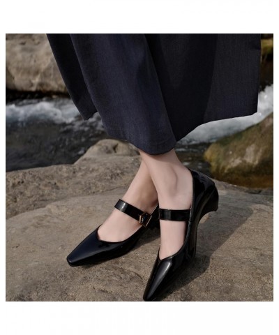 Vintage Women's Pumps with Pointed Toe and Cone Heels Black $29.32 Pumps