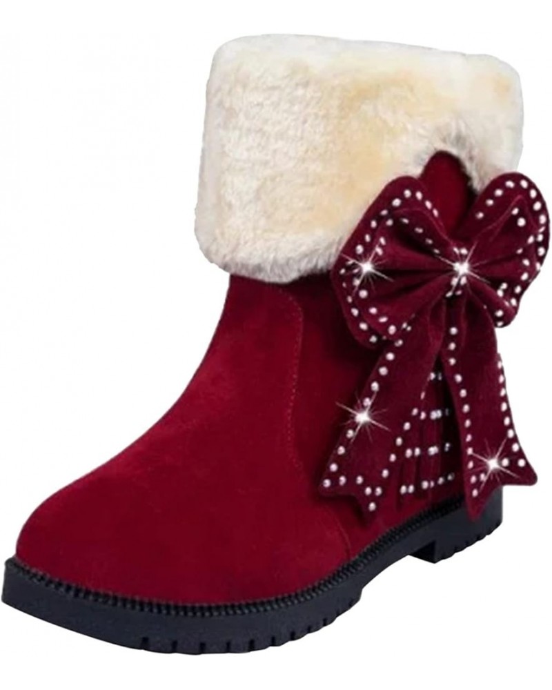 Fashion Women's Shoes Thicksoled Winter Snow Boots Winter Short Boots Boots Women 7 Red $27.69 Boots