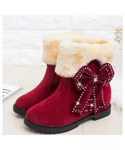 Fashion Women's Shoes Thicksoled Winter Snow Boots Winter Short Boots Boots Women 7 Red $27.69 Boots