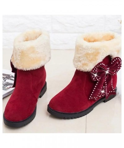 Fashion Women's Shoes Thicksoled Winter Snow Boots Winter Short Boots Boots Women 7 Red $27.69 Boots