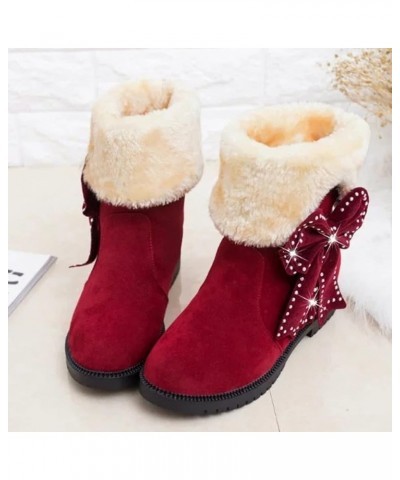 Fashion Women's Shoes Thicksoled Winter Snow Boots Winter Short Boots Boots Women 7 Red $27.69 Boots