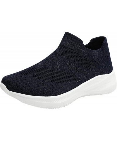 Women's Sneakers Fashion Lightweight Casual Walking Shoes Knit Mesh Slip On Sneakers Womens White Tennis Shoes Blue $17.18 At...