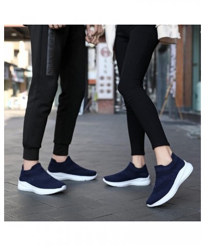 Women's Sneakers Fashion Lightweight Casual Walking Shoes Knit Mesh Slip On Sneakers Womens White Tennis Shoes Blue $17.18 At...