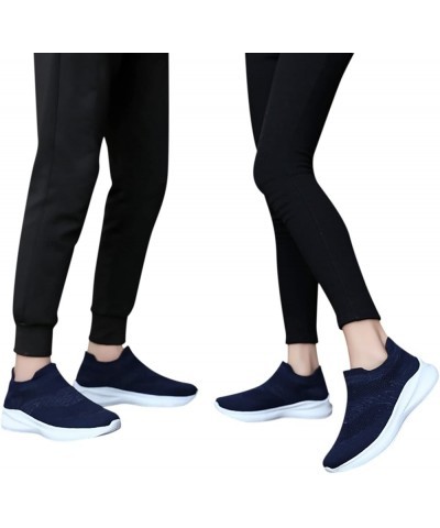 Women's Sneakers Fashion Lightweight Casual Walking Shoes Knit Mesh Slip On Sneakers Womens White Tennis Shoes Blue $17.18 At...