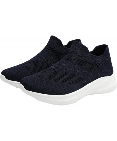 Women's Sneakers Fashion Lightweight Casual Walking Shoes Knit Mesh Slip On Sneakers Womens White Tennis Shoes Blue $17.18 At...