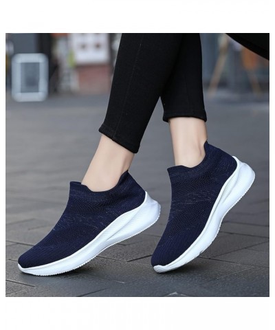 Women's Sneakers Fashion Lightweight Casual Walking Shoes Knit Mesh Slip On Sneakers Womens White Tennis Shoes Blue $17.18 At...