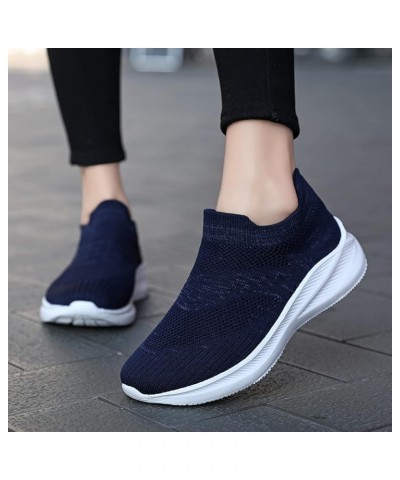 Women's Sneakers Fashion Lightweight Casual Walking Shoes Knit Mesh Slip On Sneakers Womens White Tennis Shoes Blue $17.18 At...