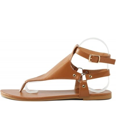 Women's Falt 2024 Flat Sandals Summer Leather Beach Thong Summer 2024 Trendy Slip On Spring Open Toe Spring 2024 Cute Brown $...