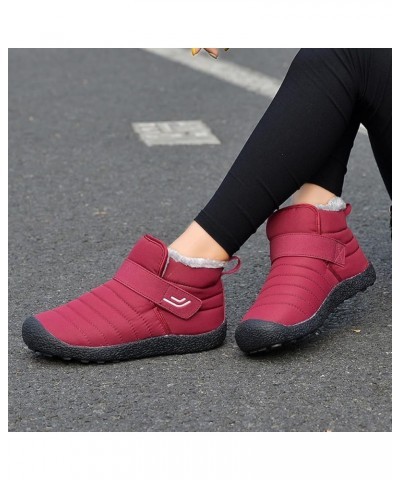 Winter Boots Mens Womens Ankle Walking Boots Warm Fur Lined Booties Outdoor Snow Boots Red $22.22 Outdoor Shoes