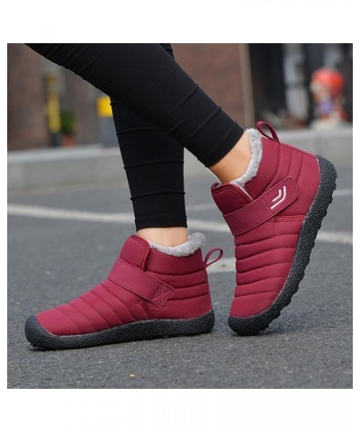 Winter Boots Mens Womens Ankle Walking Boots Warm Fur Lined Booties Outdoor Snow Boots Red $22.22 Outdoor Shoes