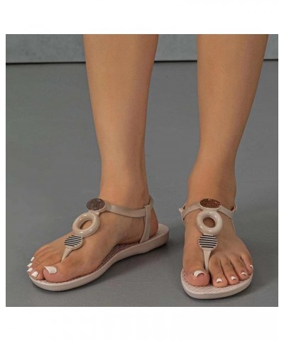 Women's Sandals Flat Female Summer New Ladies Sandals Open Toe Pure Color Casual Ladies Breathable Beach Sandals Pink 6.5 $12...